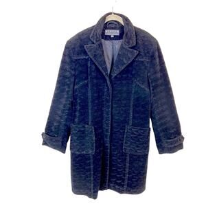 Coat Scalloped Texture Chunky and Funky Black Winter Warm Secretary Chic Vintage